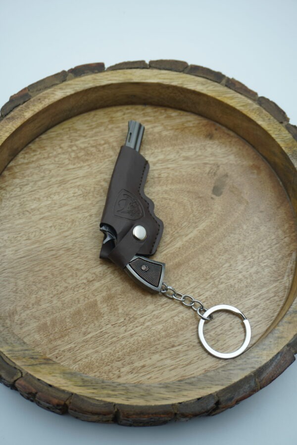 Revolver Gun-Shaped Metal Keychain