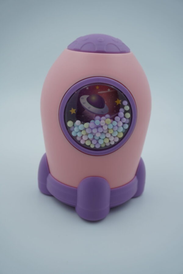 Rocket shape piggy bank with coded lock ( Pink colour)