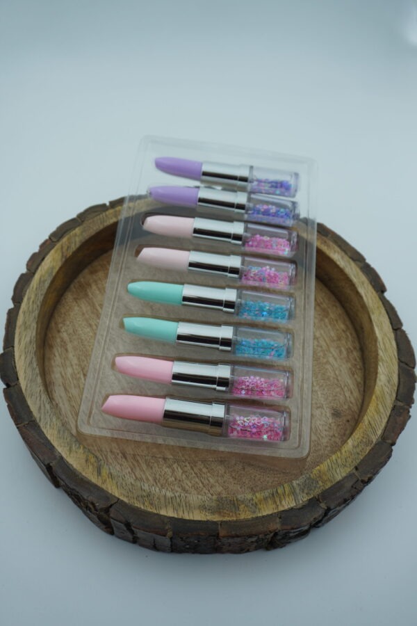 Lipstick Shaped Pen with Floating Sequins