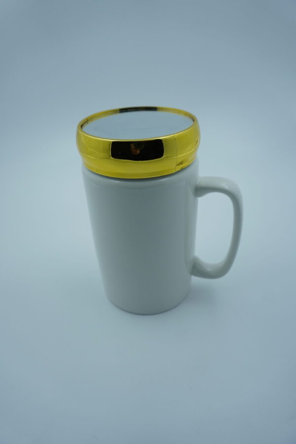 Customised Ceramic Photo Mug with Mirror Gold-Plated Lid