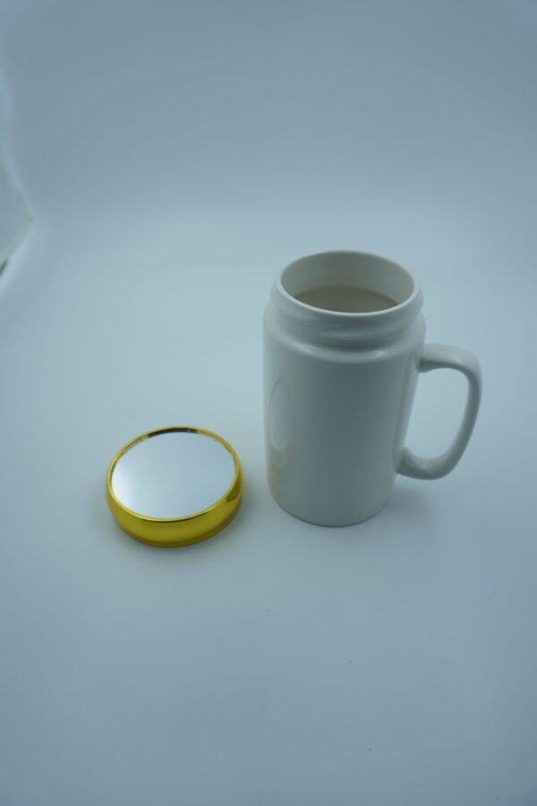 Customised Ceramic Photo Mug with Mirror Gold-Plated Lid